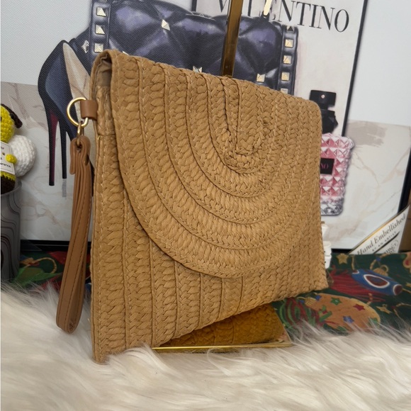 Handmade Tan Woven Wristlet/Clutch
